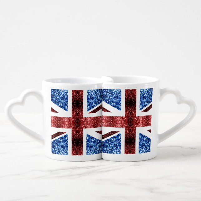 UK flag red and blue sparkles glitters Coffee Mug Set (Front Nesting)