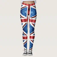 Union Jack UK Flag Red White Blue Leggings, Zazzle