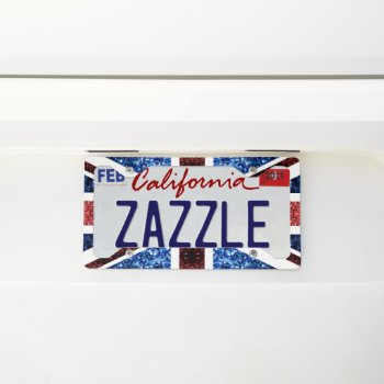 Uk Flag Red And Blue Sparkles Glitters License Plate Frame by PLdesign at Zazzle