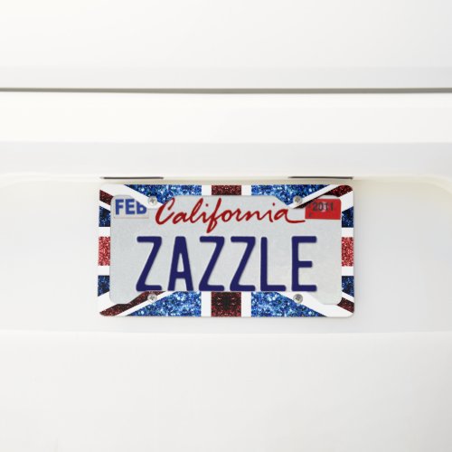 UK flag red and blue sparkles glitters License Plate Frame