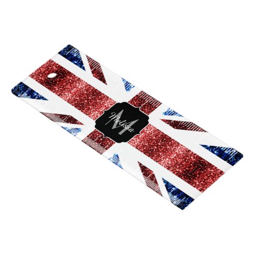 UK flag red and blue sparkles glitters Monogram Ruler