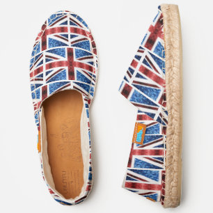 UK flag red and blue sparkles glitters pattern Espadrilles