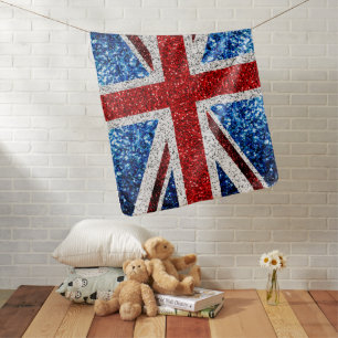 UK flag red blue white sparkles glitters Baby Blanket
