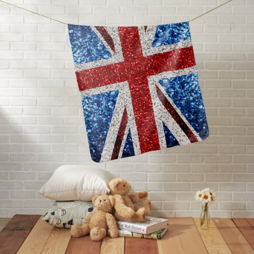 UK flag red blue white sparkles glitters Baby Blanket