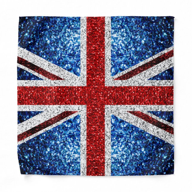 UK flag red blue white sparkles glitters Bandana (Front)