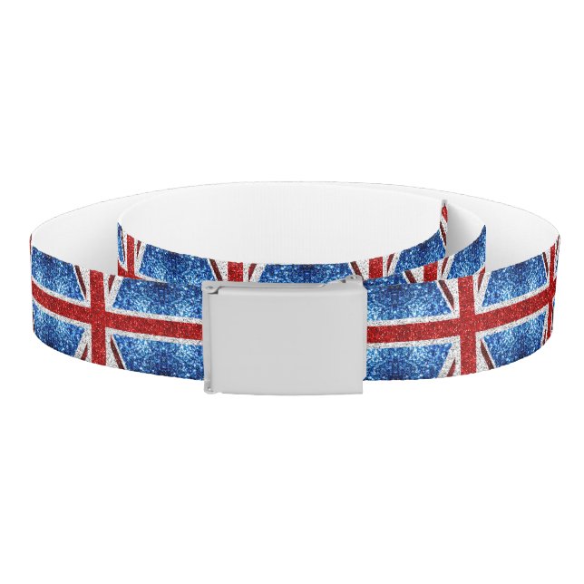 UK flag red blue white sparkles glitters Belt (Coil)