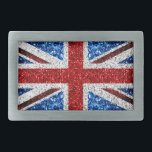 UK flag red blue white sparkles glitters Belt Buckle<br><div class="desc">UK flag red blue white sparkles glitters 
Sparkly UK United Kingdom flag in red,  white and blue faux sparkles glitters. We use photo of sparkles and not actual glitters.
glitter, sparkles, sparkly, uk flag, united kingdom, british flag, british, flag, faux, union jack, </div>