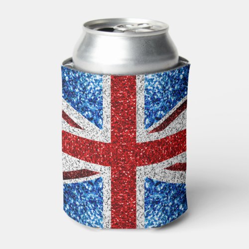 UK flag red blue white sparkles glitters Can Cooler