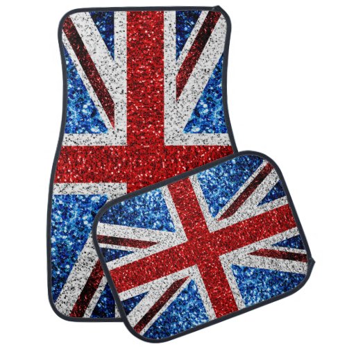 UK flag red blue white sparkles glitters Car Floor Mat