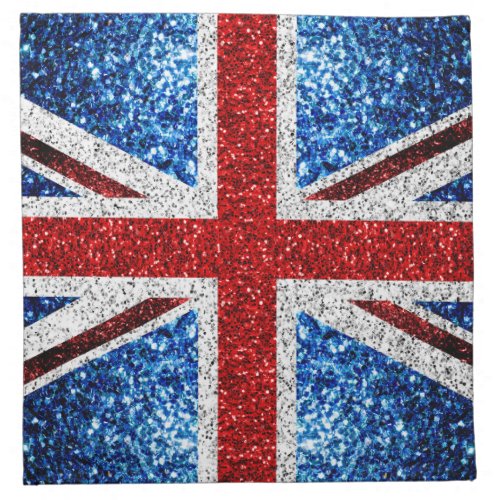 UK flag red blue white sparkles glitters Cloth Napkin
