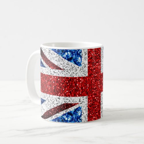 UK flag red blue white sparkles glitters Coffee Mug