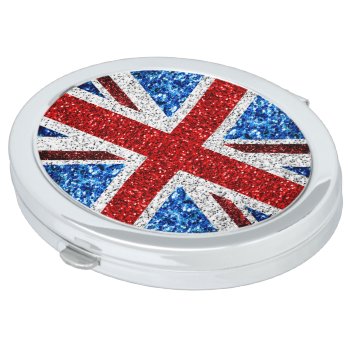 Uk Flag Red Blue White Sparkles Glitters Compact Mirror by PLdesign at Zazzle