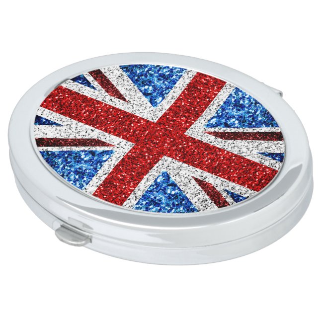 UK flag red blue white sparkles glitters Compact Mirror (Turned)