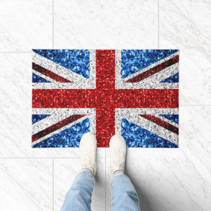 UK flag red blue white sparkles glitters Doormat