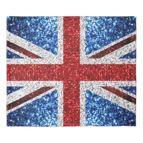 UK flag red blue white sparkles glitters Duvet Cover