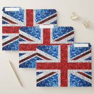 UK flag red blue white sparkles glitters File Folder