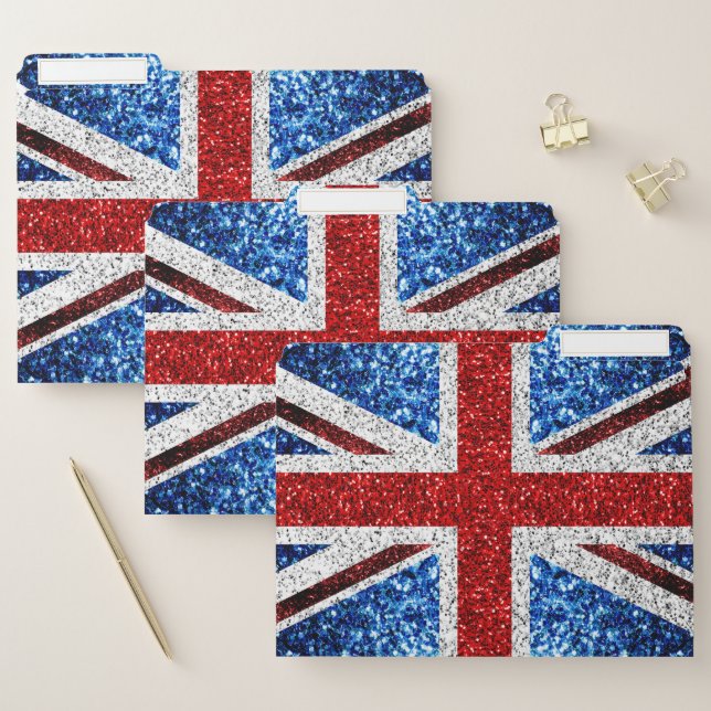 UK flag red blue white sparkles glitters File Folder (Set)