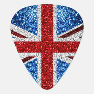 UK flag red blue white sparkles glitters Guitar Pick