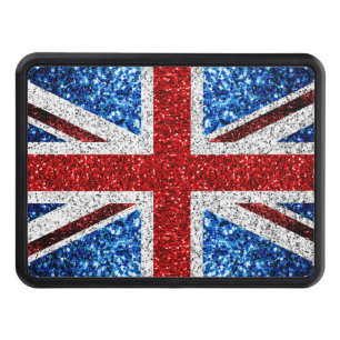 UK flag red blue white sparkles glitters Hitch Cover
