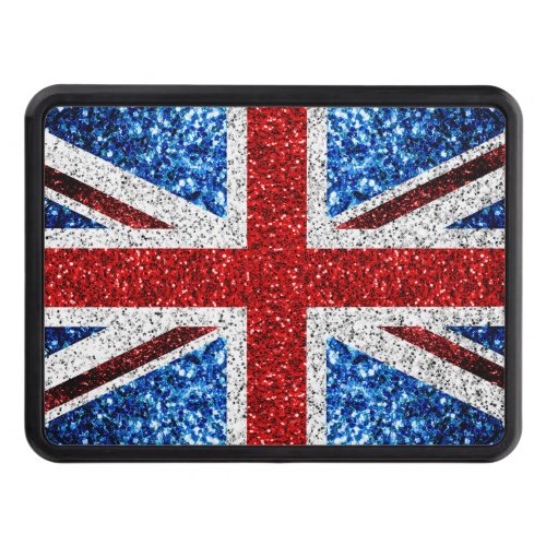 UK flag red blue white sparkles glitters Hitch Cover