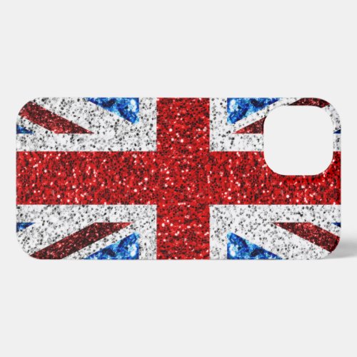 UK flag red blue white sparkles glitters iPhone 13 Case