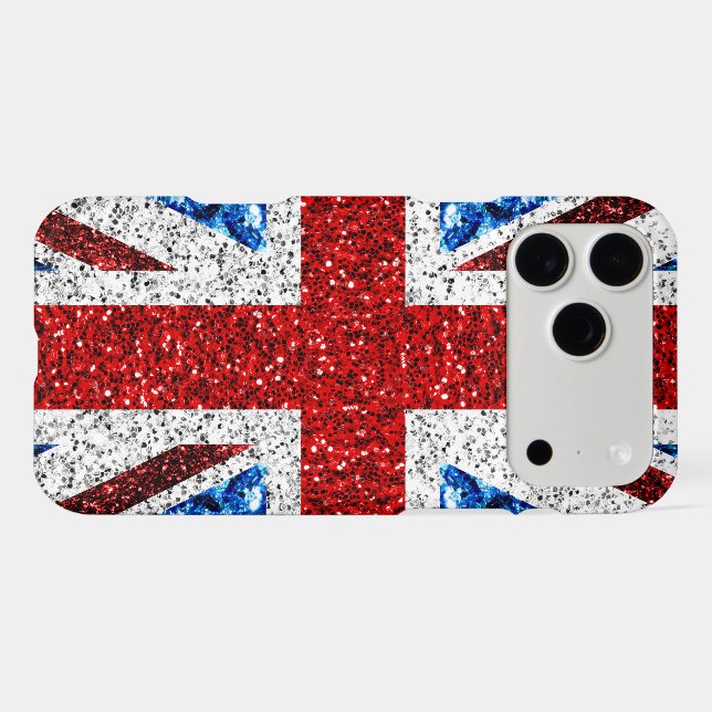 UK flag red blue white sparkles glitters iPhone Case (Back Horizontal)
