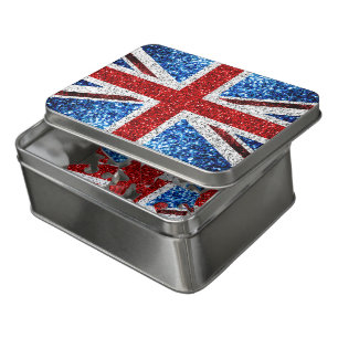 UK flag red blue white sparkles glitters Jigsaw Puzzle