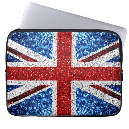 UK flag red blue white sparkles glitters Laptop Sleeve