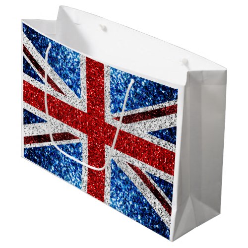 UK flag red blue white sparkles glitters Large Gift Bag