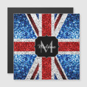 UK flag red blue white sparkles glitters Monogram (Front/Back)