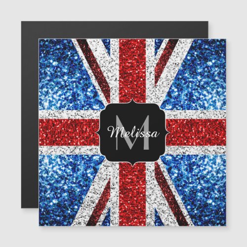 UK flag red blue white sparkles glitters Monogram