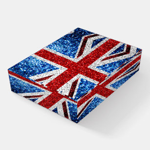 UK flag red blue white sparkles glitters Paperweight