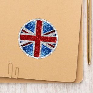UK flag red blue white sparkles glitters Patch