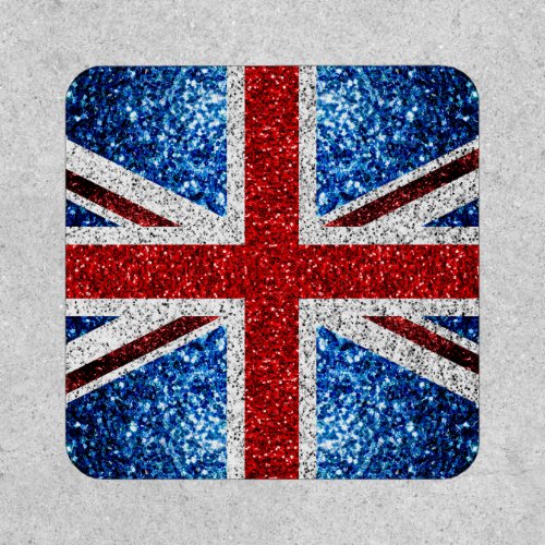 UK flag red blue white sparkles glitters Patch