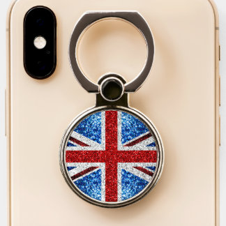 UK flag red blue white sparkles glitters Phone Ring Stand