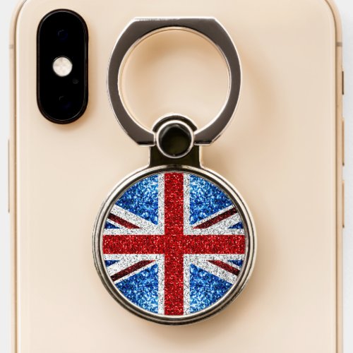 UK flag red blue white sparkles glitters Phone Ring Stand