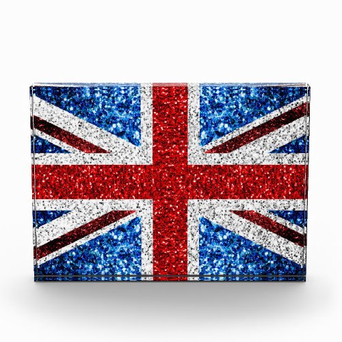 UK flag red blue white sparkles glitters Photo Block