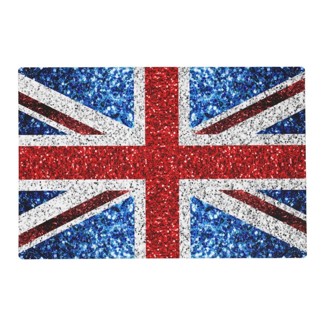 UK flag red blue white sparkles glitters Placemat (Front)