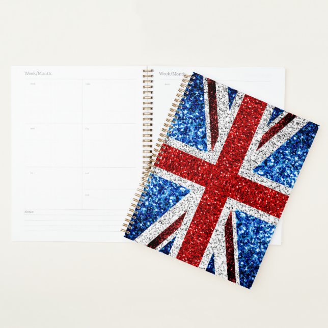 UK flag red blue white sparkles glitters Planner (Display)