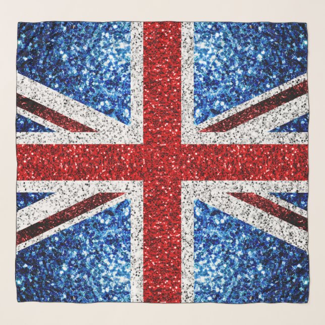 UK flag red blue white sparkles glitters Scarf (Front)