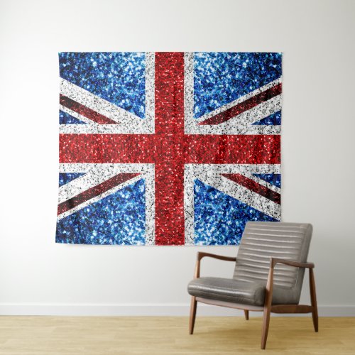 UK flag red blue white sparkles glitters Tapestry