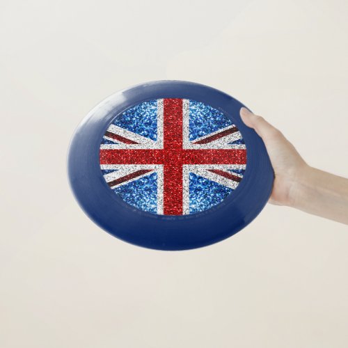 UK flag red blue white sparkles glitters Wham_O Frisbee
