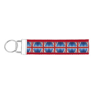UK flag red blue white sparkles glitters Wrist Keychain