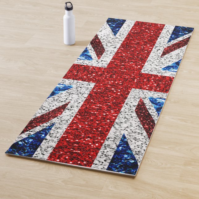 UK flag red blue white sparkles glitters Yoga Mat (In Situ)