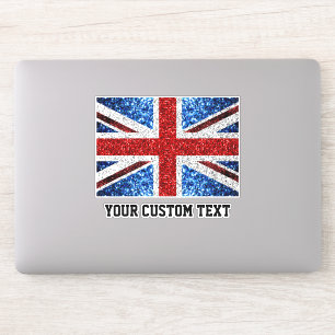 UK flag red blue white sparkles Your custom text Sticker
