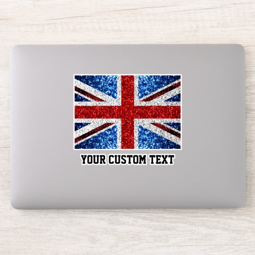 UK flag red blue white sparkles Your custom text Sticker