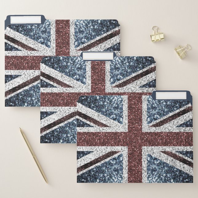 UK flag red white blue sparkles glitters File Folder (Set)