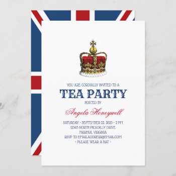 Uk Flag Royal Crown Tea Party Invitation by Charmalot at Zazzle