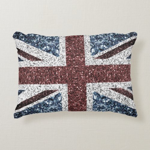 UK flag Rustic vintage sparkles glitters bling Accent Pillow