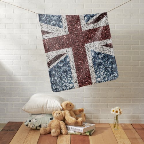 UK flag Rustic vintage sparkles glitters bling Baby Blanket